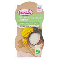 BABYBIO Desserts végétaux - Riz au Lait de coco Bio +8 mois 2x 100g