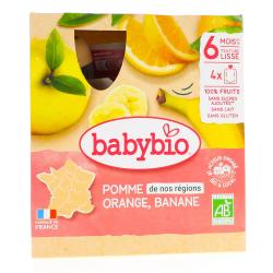 BABYBIO Gourdes Pomme Orange Banane bio 4x90G dès 6mois