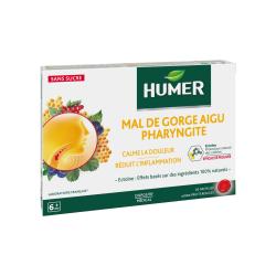 HUMER Mal de gorge aigu pharyngite 20 pastilles sans sucre