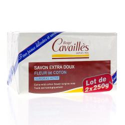 CAVAILLES Savon surgras extra doux fleur de coton duo lot de 2 pains de 250g