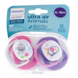 AVENT SUCETTE ULTRA AIR 6-18 GIRL  ANIMAL