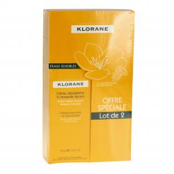 KLORANE Crème dépilatoire amande douce lot de 2 tubes de 150 ml