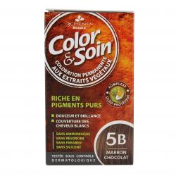 Color & soin n°5bB marron chocolat flacon 60ml de teinture + flacon 60ml de fixateur + un sachet 15ml de baume capillaire + gants