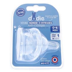 DODIE Tétine col large 0-6 mois débit 1 lot de 2