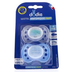 DODIE Duo Sucettes nuit +6 mois anatomiques REF A36 Papa et Maman