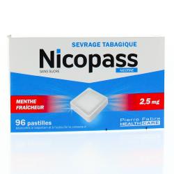 NICOPASS Menthe fraîcheur 2,5mg sans sucre