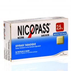 Nicopass menthe fraîcheur 2,5 mg sans sucre Boîte de 36 pastilles