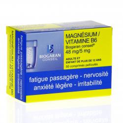 MAGNESIUM/VITAMINE B6 BIOGARAN CONSEIL 48 mg/5 mg, comprimé pelliculé