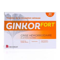 GINKOR fort jambes lourdes et crise hémorroïdaire Boîte de 30 gélules