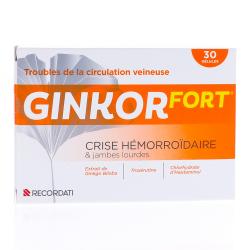 GINKOR fort jambes lourdes et crise hémorroïdaire Boîte de 30 gélules
