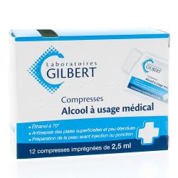 Alcool à usage médical gilbert 2,5 ml Boîte de 12 sachets