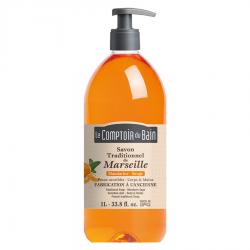 LE COMPTOIR DU BAIN Savon liquide de Marseille mandarine sauge Flacon pompe 1L