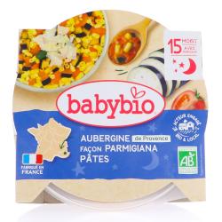 BABYBIO Repas du Soir - Petit plat Aubergine de Provence façon Parmigiana, macaroni 260g dès 15 mois