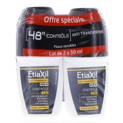 ETIAXIL d&eacute;odorant men anti-transpirant controle 48h roll-on Lot de 2 x 50ml