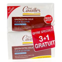 Savon Surgras Extra Doux Fleur de Coton 250g Lot de 3 + 1 gratuit