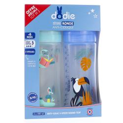 DODIE Biberon Initiation+ anti-colique avec tétine ronde 3 vitesses 330ml Pompier Bleu